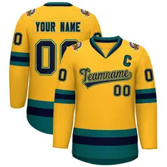 Gold Navy Gold-Aqua Classic Hockey Jersey 1