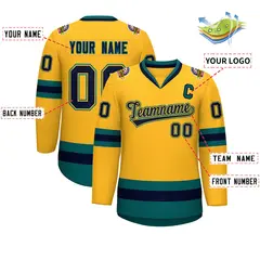 Gold Navy Gold-Aqua Classic Hockey Jersey 2