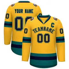 Gold Navy Gold-Aqua Classic Hockey Jersey 1