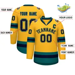 Gold Navy Gold-Aqua Classic Hockey Jersey 2