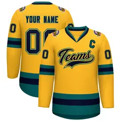Gold Navy Gold-Aqua Classic Hockey Jersey 1