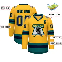 Gold Navy Gold-Aqua Classic Hockey Jersey 2