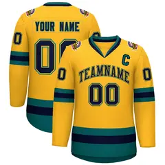 Gold Navy Gold-Aqua Classic Hockey Jersey 1