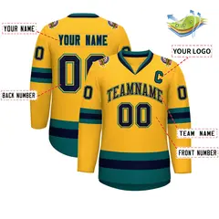 Gold Navy Gold-Aqua Classic Hockey Jersey 2