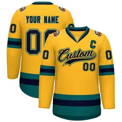 Gold Navy Gold-Aqua Classic Hockey Jersey 1