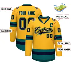 Gold Navy Gold-Aqua Classic Hockey Jersey 2