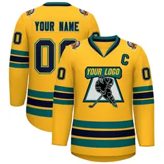 Gold Navy Gold-Aqua Classic Hockey Jersey 1