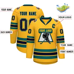Gold Navy Gold-Aqua Classic Hockey Jersey 2