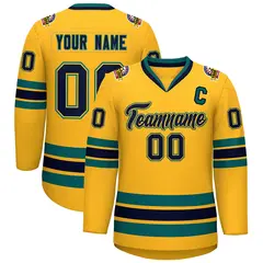 Gold Navy Gold-Aqua Classic Hockey Jersey 1