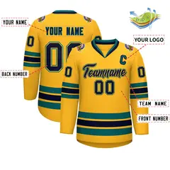 Gold Navy Gold-Aqua Classic Hockey Jersey 2