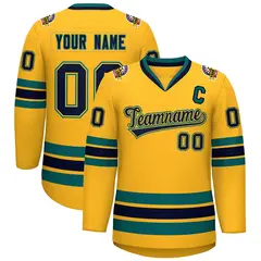 Gold Navy Gold-Aqua Classic Hockey Jersey 1