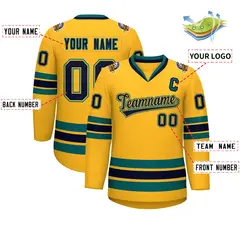 Gold Navy Gold-Aqua Classic Hockey Jersey 2