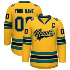 Gold Navy Gold-Aqua Classic Hockey Jersey 1