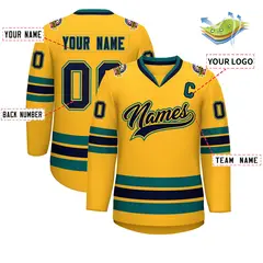 Gold Navy Gold-Aqua Classic Hockey Jersey 2