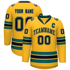 Gold Navy Gold-Aqua Classic Hockey Jersey 1
