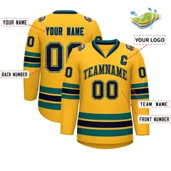 Gold Navy Gold-Aqua Classic Hockey Jersey 2
