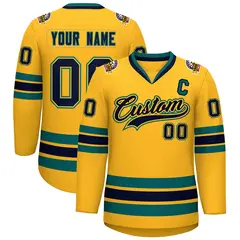 Gold Navy Gold-Aqua Classic Hockey Jersey 1