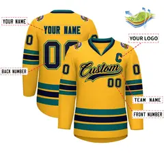 Gold Navy Gold-Aqua Classic Hockey Jersey 2