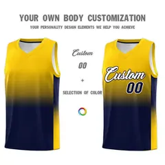 Gold Navy Gradient Fashion Sets Sports Basketball Jersey 3