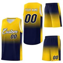 Gold Navy Gradient Fashion Sets Sports Basketball Jersey 7