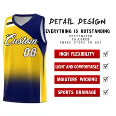 Gold Navy Gradient Fashion Sets Sports Basketball Jersey 2