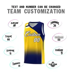 Gold Navy Gradient Fashion Sets Sports Basketball Jersey 4