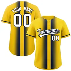 Gold Navy Gradient Lapel Fashion Baseball Jersey