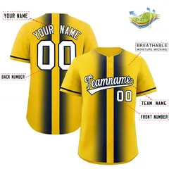 Gold Navy Gradient Lapel Fashion Baseball Jersey 2