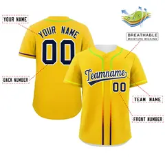 Gold Navy Gradient Ribbed Authentic Baseball Jersey 2