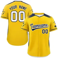 Gold Navy Gradient Star Pattern Authentic Baseball Jersey 1