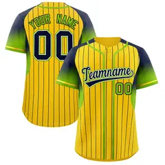Gold Navy Gradient Stripe Fashion Sleeves Baseball Jersey 1
