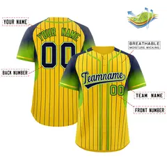 Gold Navy Gradient Stripe Fashion Sleeves Baseball Jersey 2