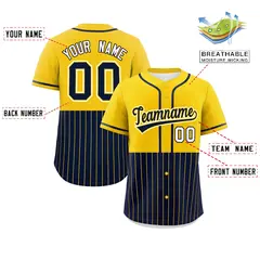 Gold Navy Half Stripe Authentic Baseball Jersey 2
