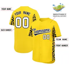 Gold Navy Leopard Graffiti Side Design Baseball Jersey 2
