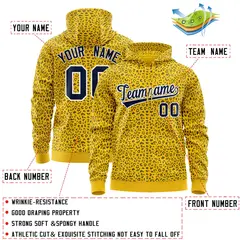 Gold Navy Leopard Print Varsity Letterman Jacket Hoodie 4