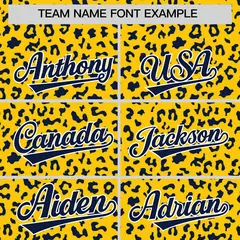 Gold Navy Leopard Print Varsity Letterman Jacket Hoodie 5