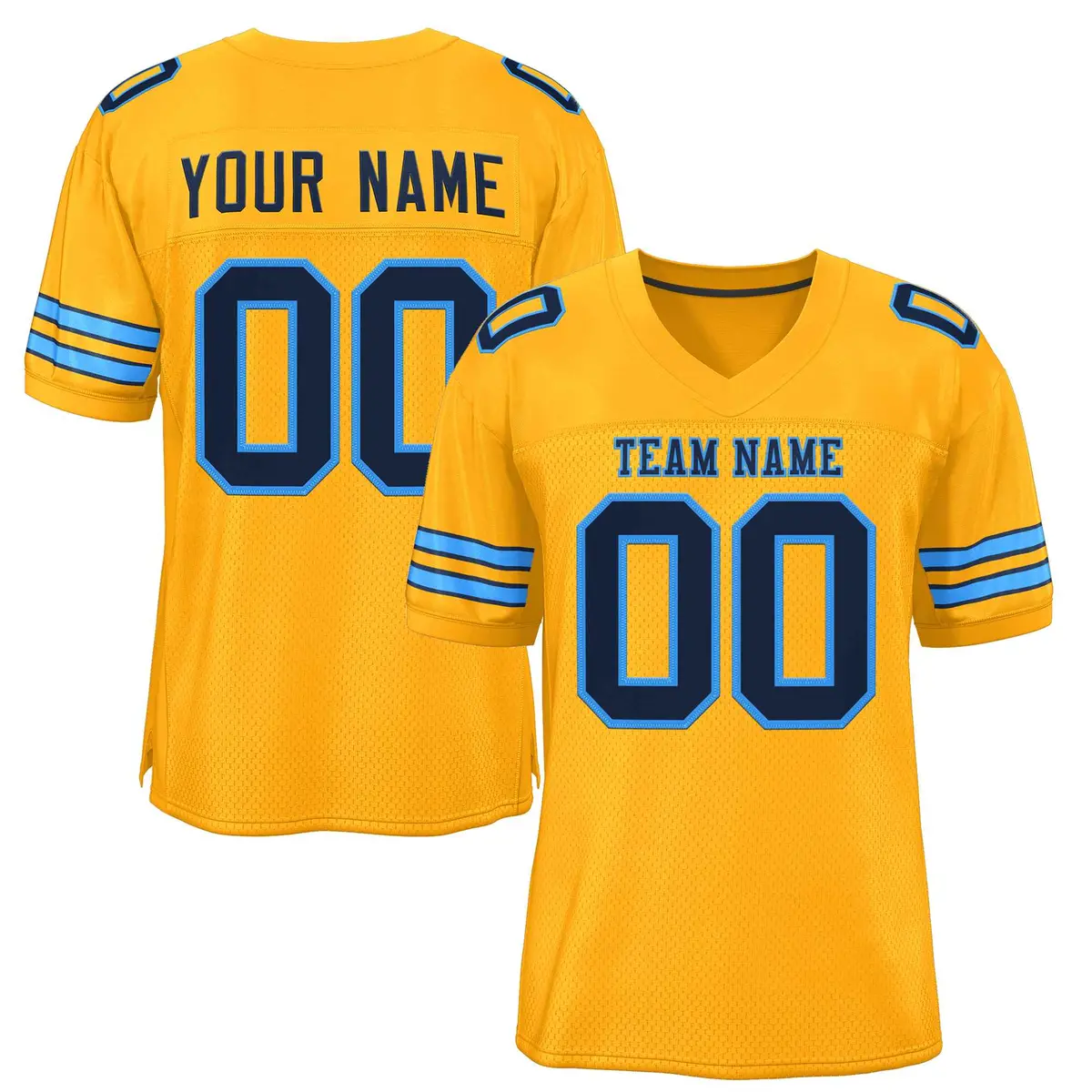 Gold Navy-Light Blue Classic Style Authentic Football Jersey