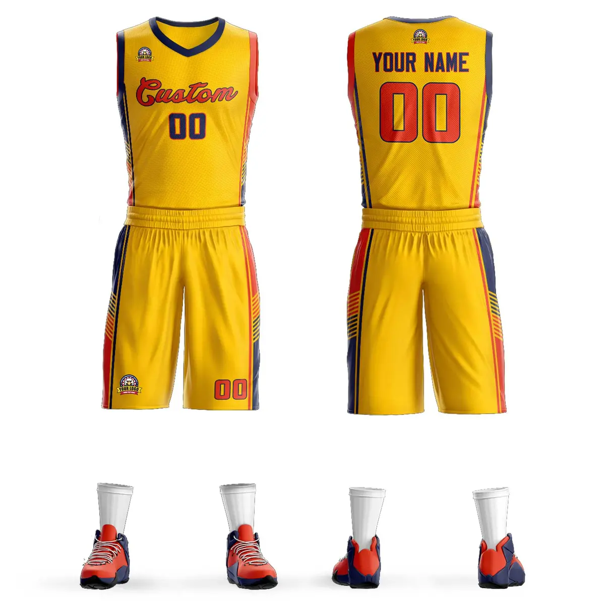 Gold Navy-Orange Classic Sets Basketball Jersey