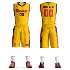 Gold Navy-Orange Classic Sets Basketball Jersey