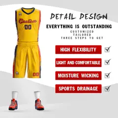 Gold Navy-Orange Classic Sets Basketball Jersey 2