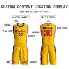 Gold Navy-Orange Classic Sets Basketball Jersey 3