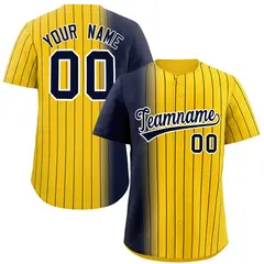 Gold Navy Pinstripe Gradient Baseball Jersey 1