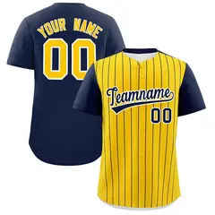 Gold Navy Pinstripe Two-Tone Authentic Baseball Jersey 1