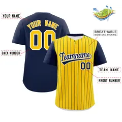 Gold Navy Pinstripe Two-Tone Authentic Baseball Jersey 2