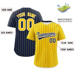 Gold Navy Pinstripe Two-Tone Authentic Baseball Jersey 2