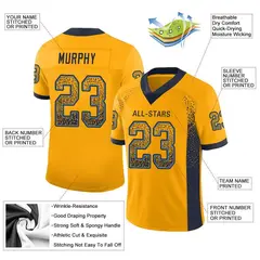 Gold Navy-Powder Blue Drift Mesh Football Jersey 2