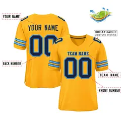 Gold Navy-Powder Blue Football Jersey 2