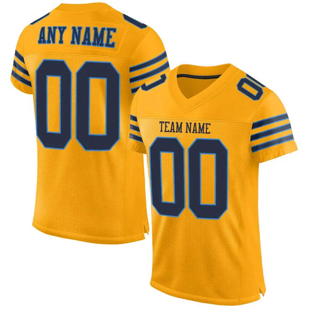 Gold Navy-Powder Blue Mesh Football Jersey