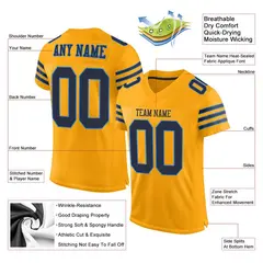 Gold Navy-Powder Blue Mesh Football Jersey 2