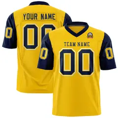 Gold Navy Raglan Sleeves Authentic Football Jersey